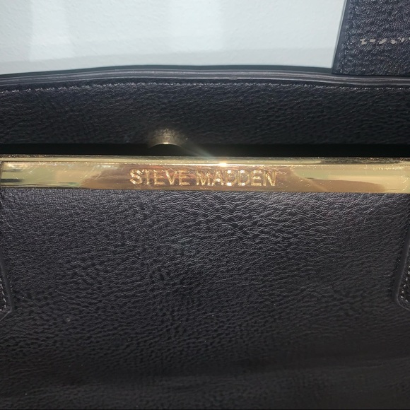 Steve Madden black faux croc tote shoulder bag - Picture 3 of 15